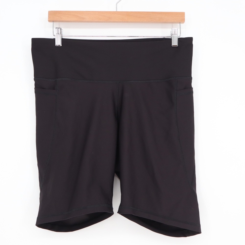 Old Navy Bike Short Womens XL Powersoft High-Rise Black Side Pockets Excellent